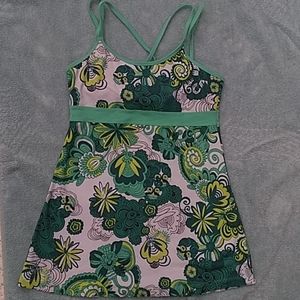 Prana yoga tank top XS white lime green teal